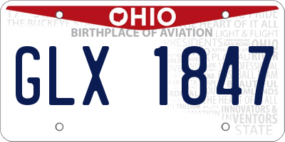OH license plate GLX1847