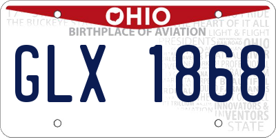 OH license plate GLX1868