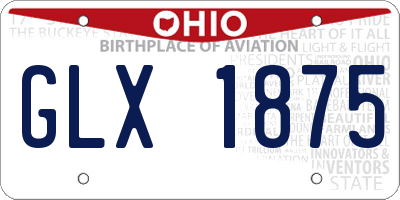 OH license plate GLX1875