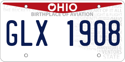 OH license plate GLX1908
