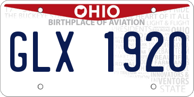 OH license plate GLX1920