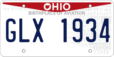 OH license plate GLX1934