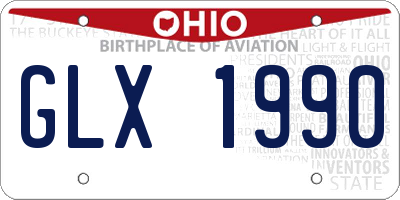 OH license plate GLX1990