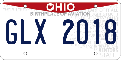 OH license plate GLX2018