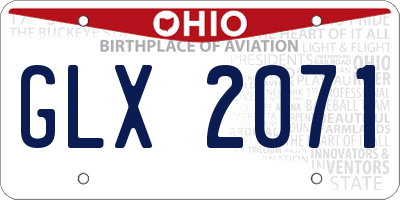 OH license plate GLX2071