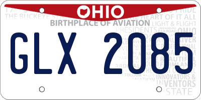 OH license plate GLX2085