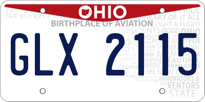 OH license plate GLX2115
