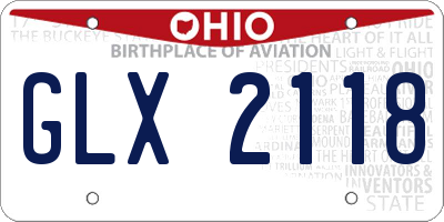 OH license plate GLX2118