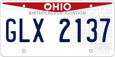 OH license plate GLX2137