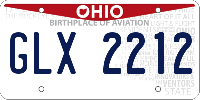 OH license plate GLX2212