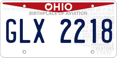OH license plate GLX2218