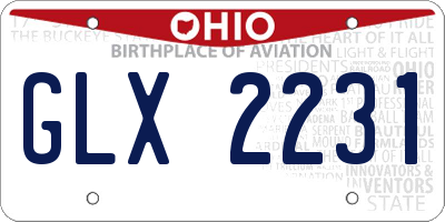 OH license plate GLX2231