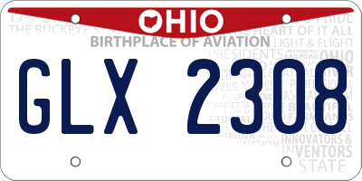 OH license plate GLX2308