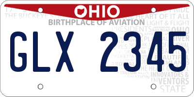 OH license plate GLX2345