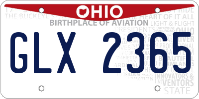 OH license plate GLX2365