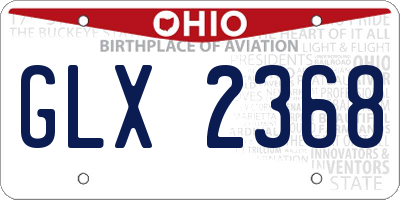 OH license plate GLX2368