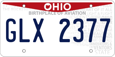 OH license plate GLX2377