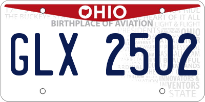 OH license plate GLX2502