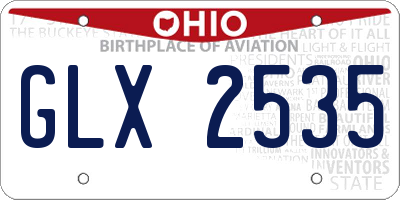 OH license plate GLX2535