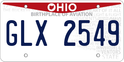 OH license plate GLX2549