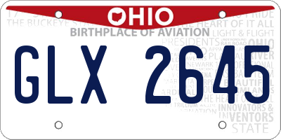 OH license plate GLX2645