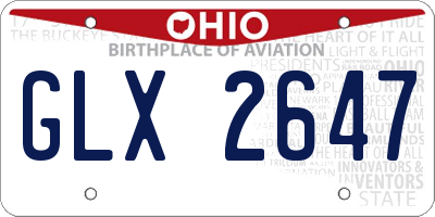 OH license plate GLX2647