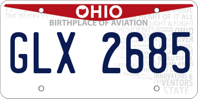 OH license plate GLX2685