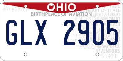 OH license plate GLX2905