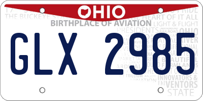 OH license plate GLX2985