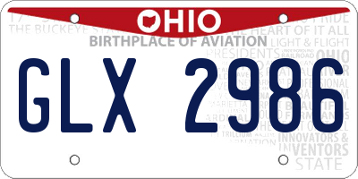 OH license plate GLX2986