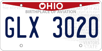 OH license plate GLX3020