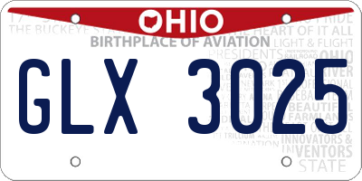 OH license plate GLX3025