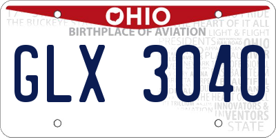 OH license plate GLX3040