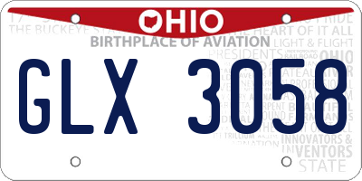OH license plate GLX3058
