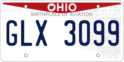 OH license plate GLX3099