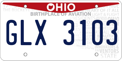OH license plate GLX3103