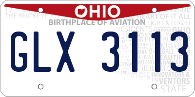 OH license plate GLX3113