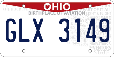 OH license plate GLX3149