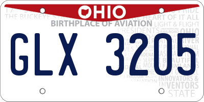 OH license plate GLX3205