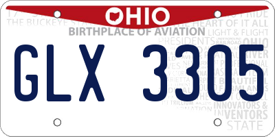 OH license plate GLX3305