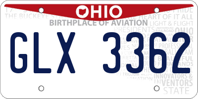 OH license plate GLX3362