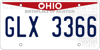 OH license plate GLX3366