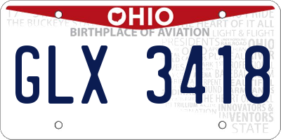 OH license plate GLX3418
