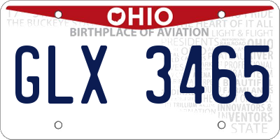 OH license plate GLX3465