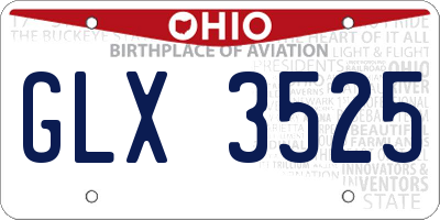 OH license plate GLX3525