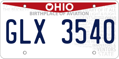 OH license plate GLX3540