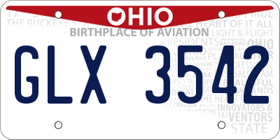 OH license plate GLX3542