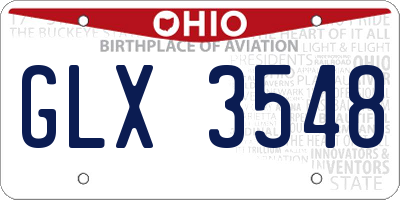 OH license plate GLX3548