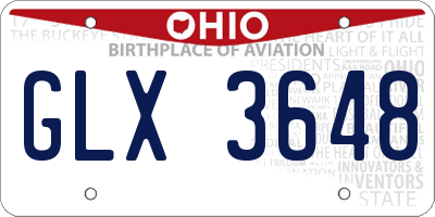 OH license plate GLX3648