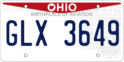 OH license plate GLX3649